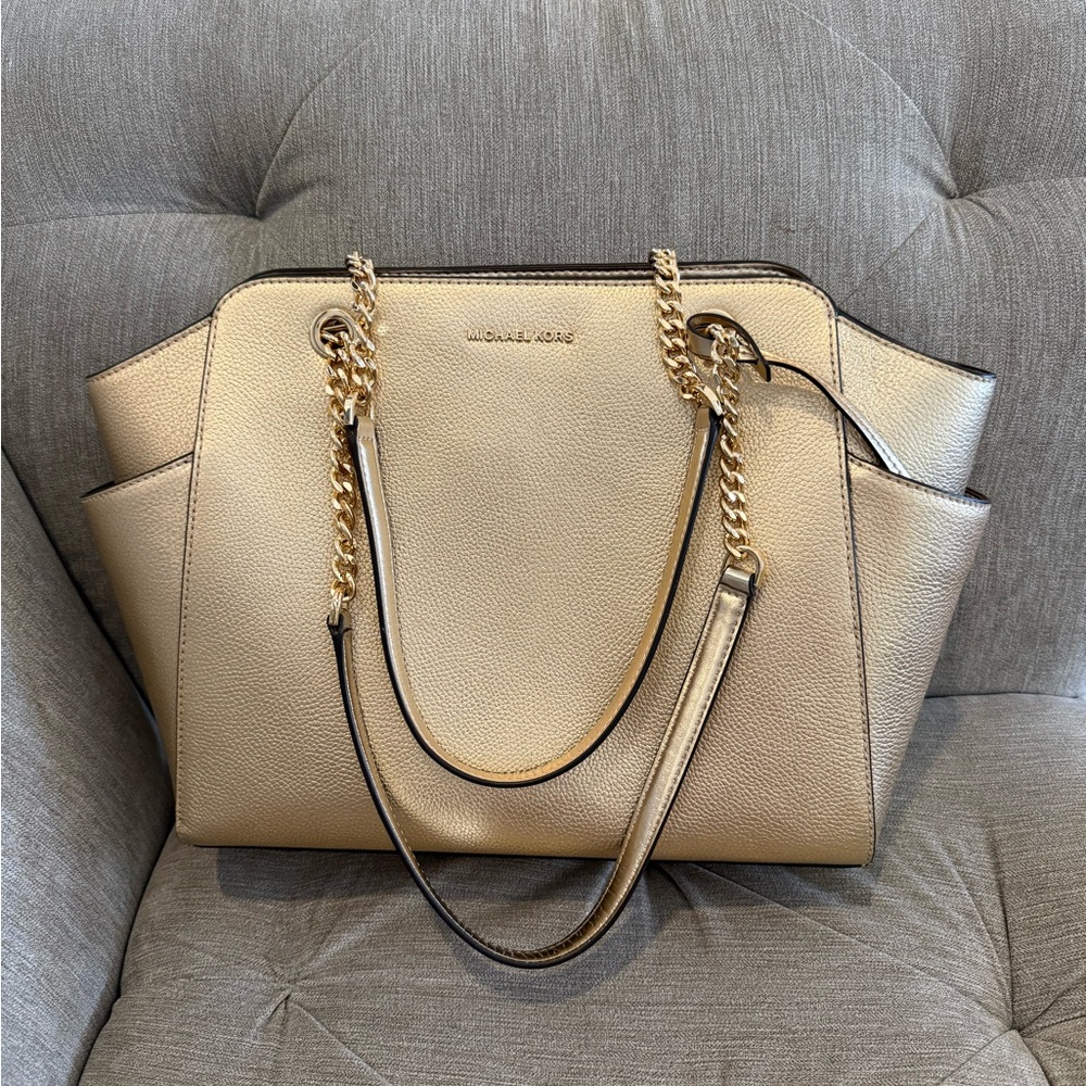 Michael Kors Gold Shoulder Bag with Chain Straps